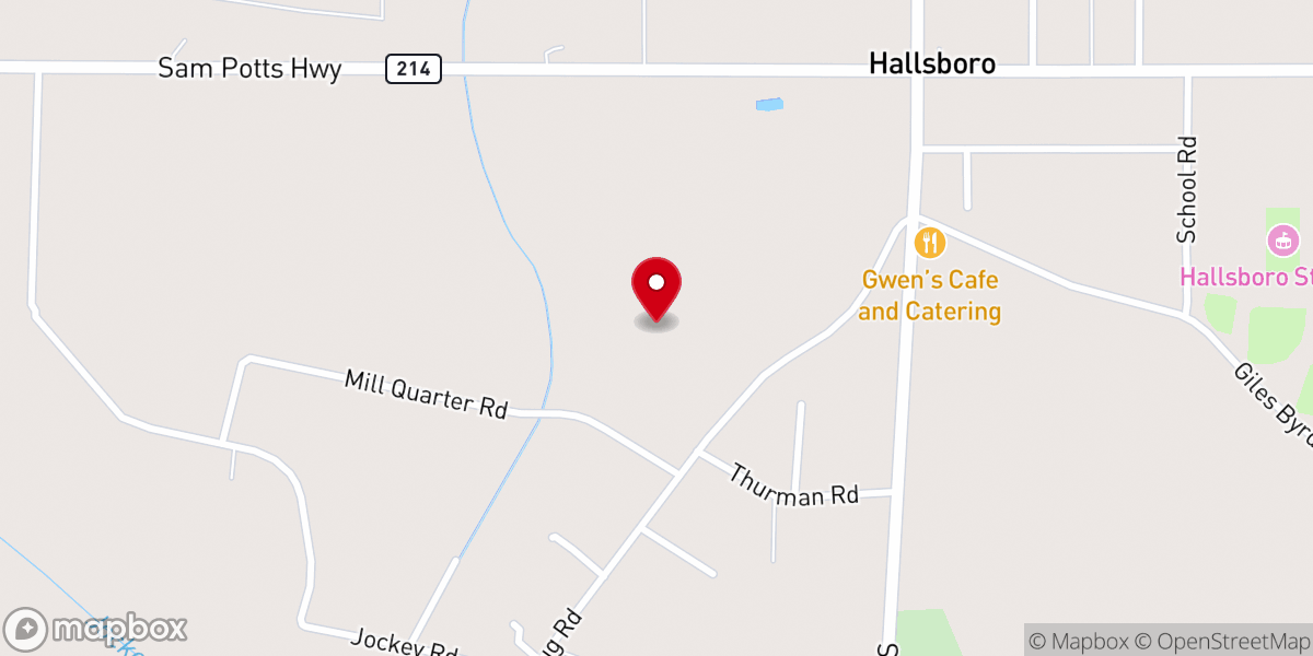 Map showing location of MT Olive Missionary Baptist Church
