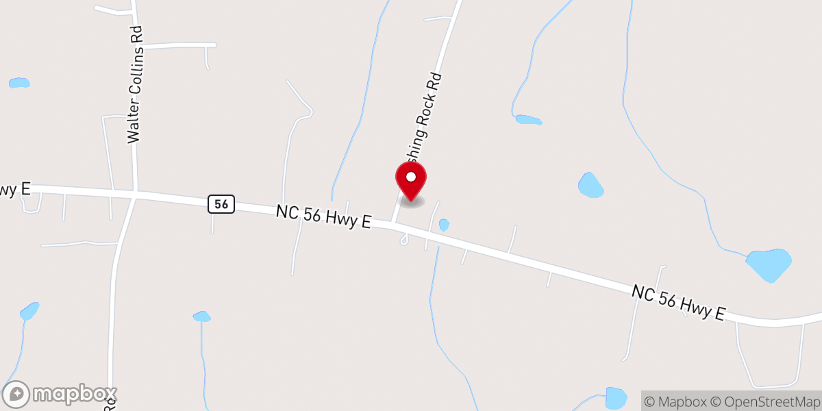Map showing location of Cedar Rock First Baptist Church