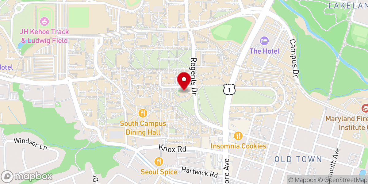 Map showing location of The United Campus Ministry at the University of Maryland