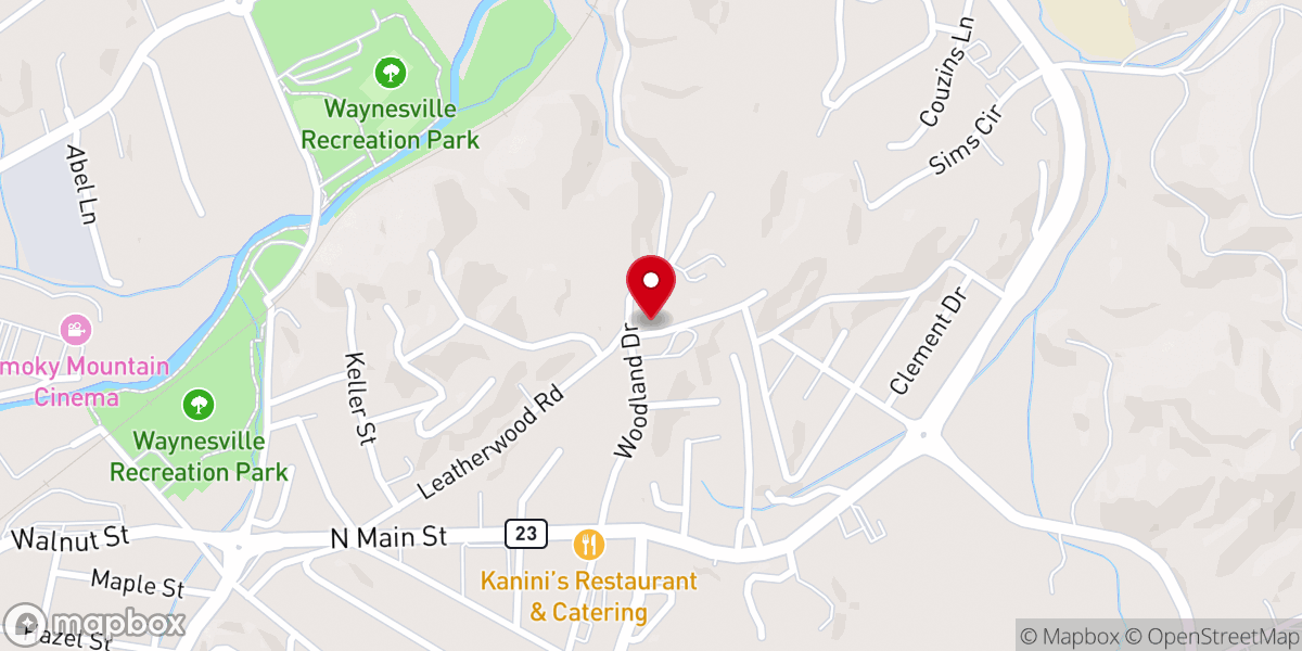 Map showing location of East Waynesville Church