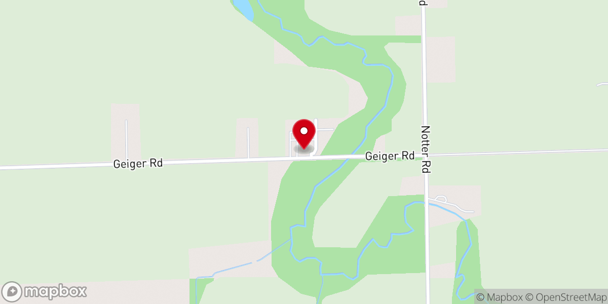 Map showing location of Pigeon River Mennonite Church