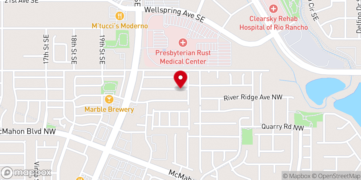 Map showing location of Ridgeview Baptist Church