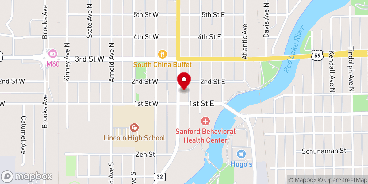 Map showing location of Visit Thief River Falls