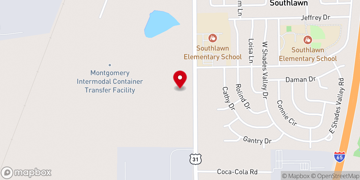 Map showing location of Southlawn Baptist Church