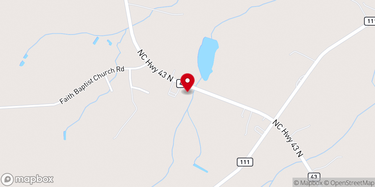 Map showing location of Pinetops Church of God