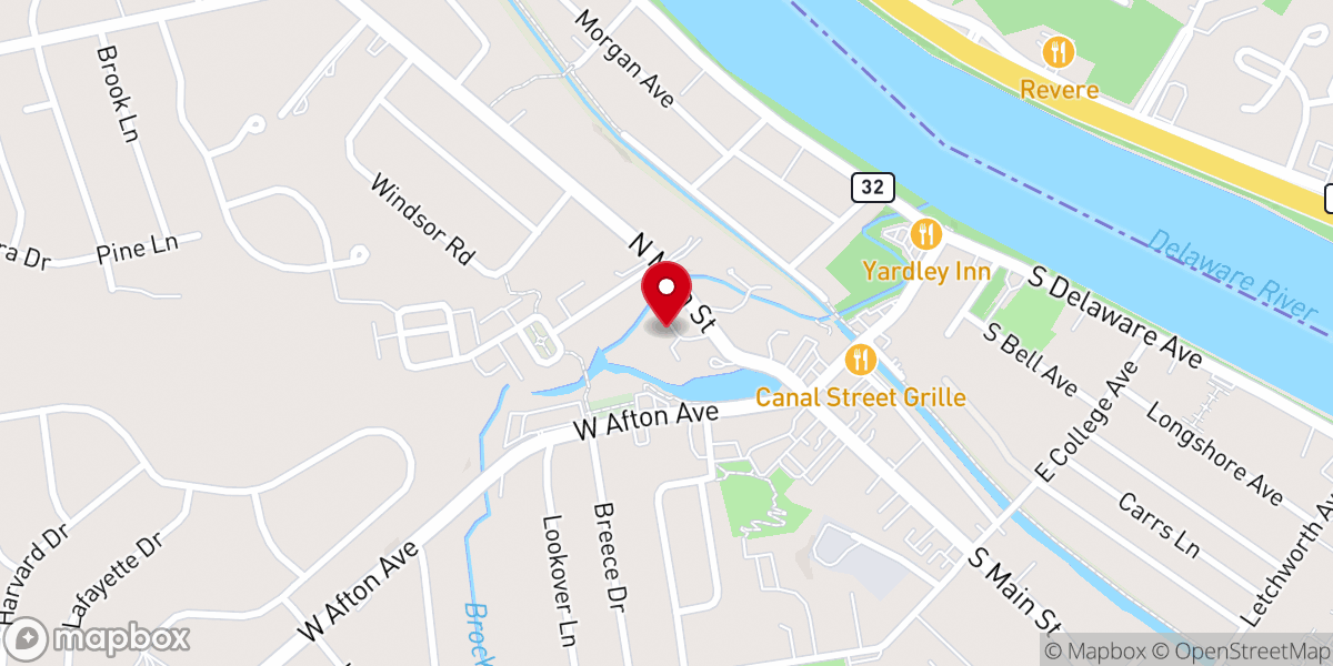 Map showing location of Yardley Friends Meetinghouse