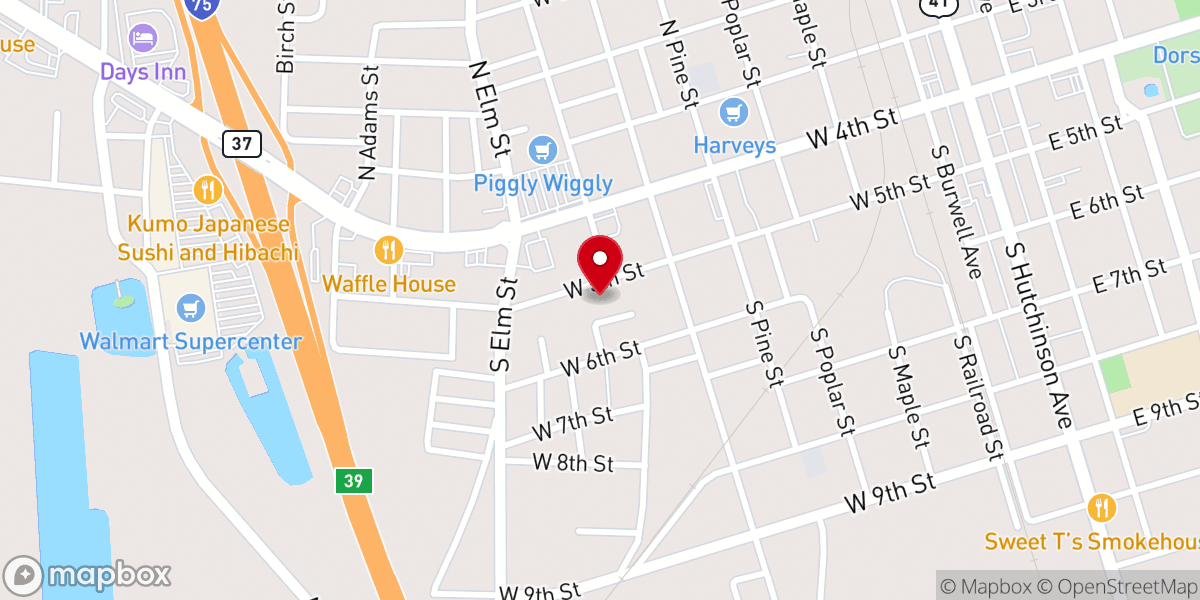 Map showing location of Adel Assembly of God Church