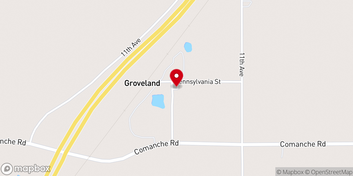 Map showing location of Groveland Christian Church