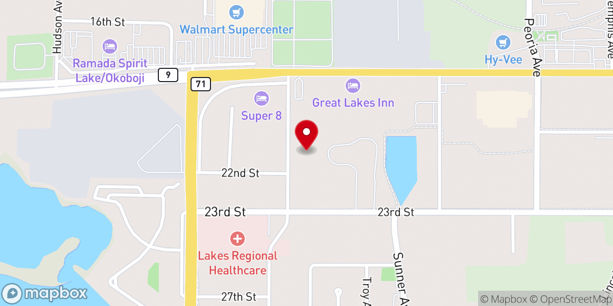 Map showing location of Iowa Lakes Unitarian Universalist Fellowship