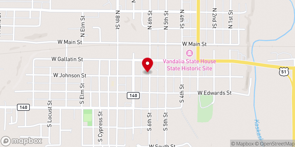 Map showing location of First Baptist Church