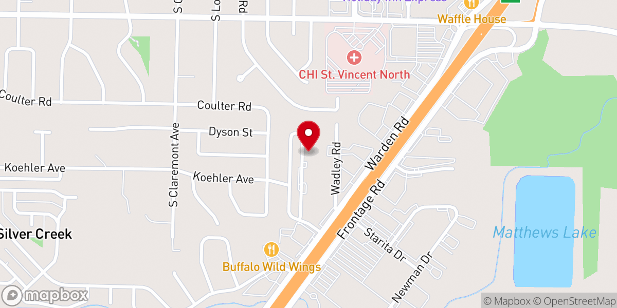 Map showing location of Hope Baptist Church