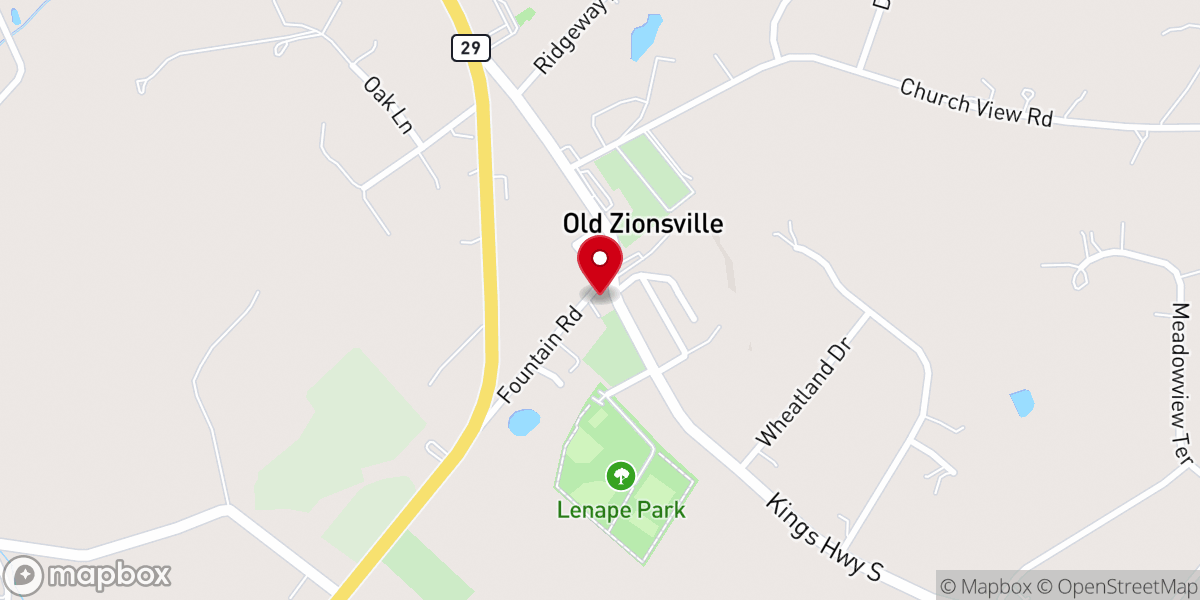 Map showing location of Old Zionsville United Church of Christ