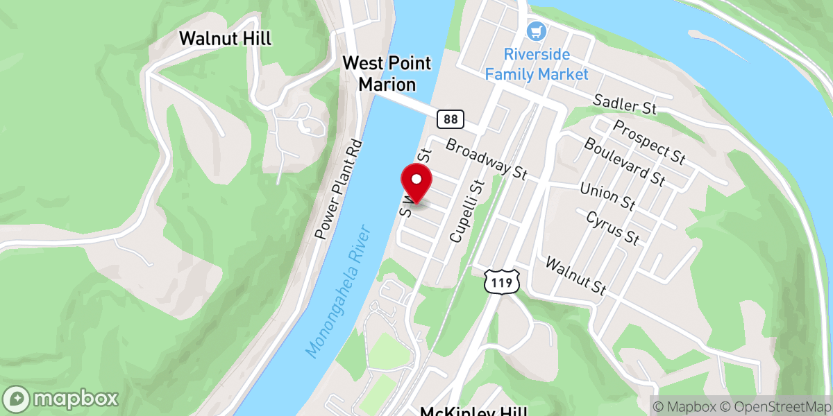Map showing location of Apostolic Church Of Point Marion