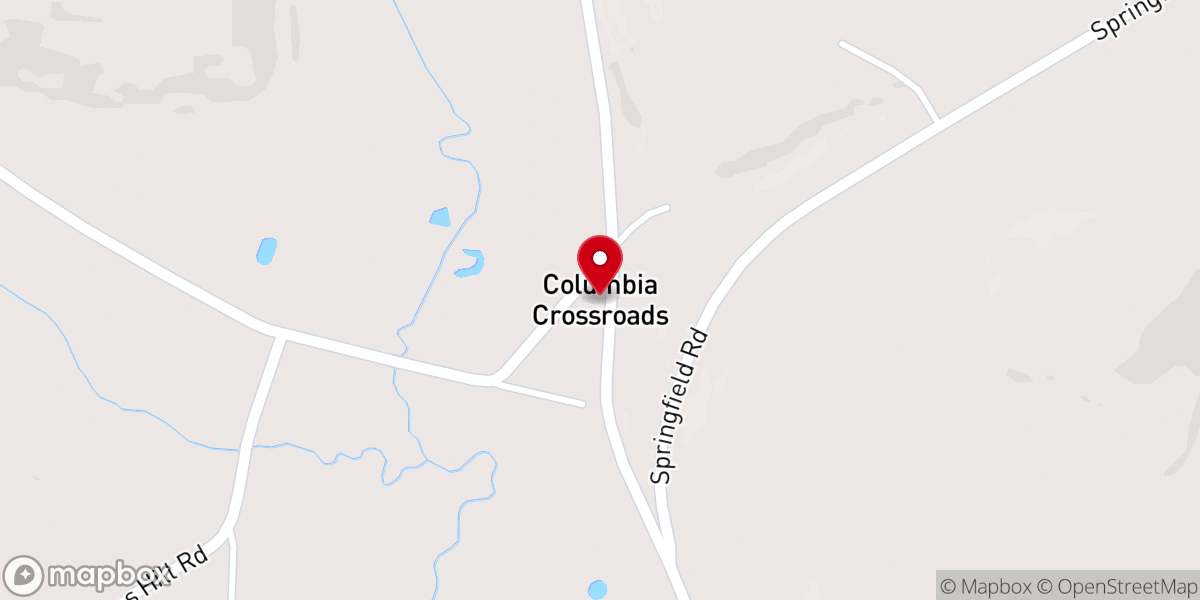 Map showing location of Columbia Cross Roads