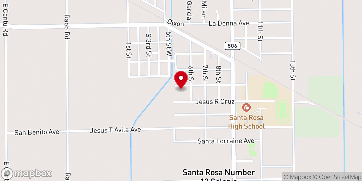Map showing location of Primera Baptist Church