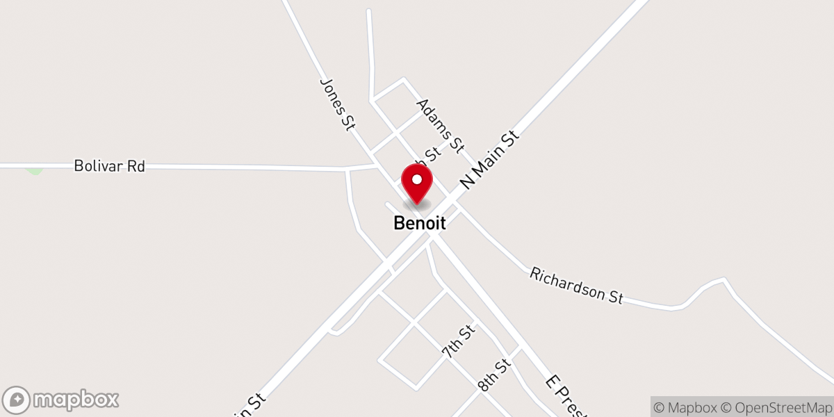 Map showing location of Benoit Baptist Church