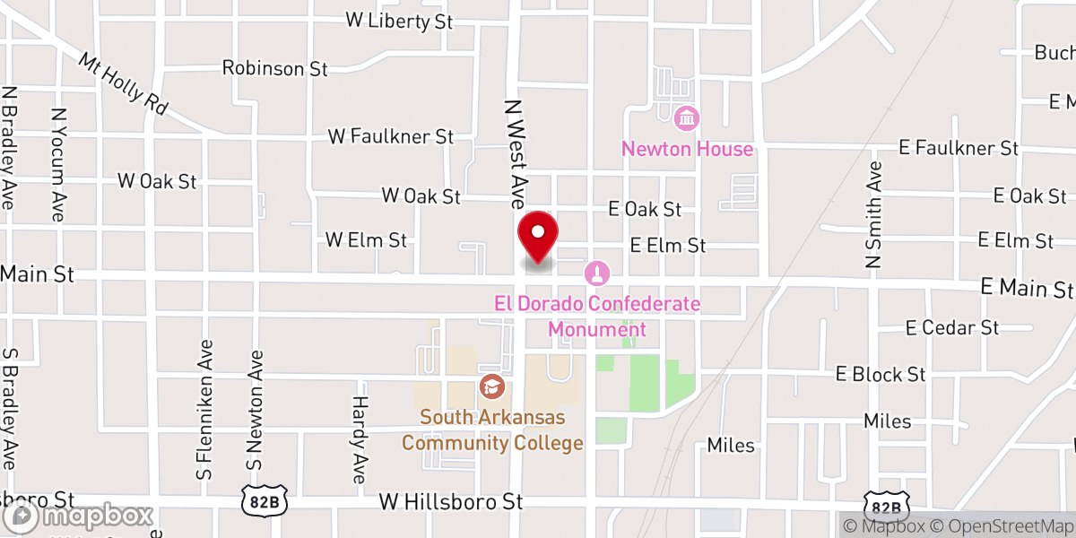 Map showing location of First Baptist of El Dorado Foundation Inc