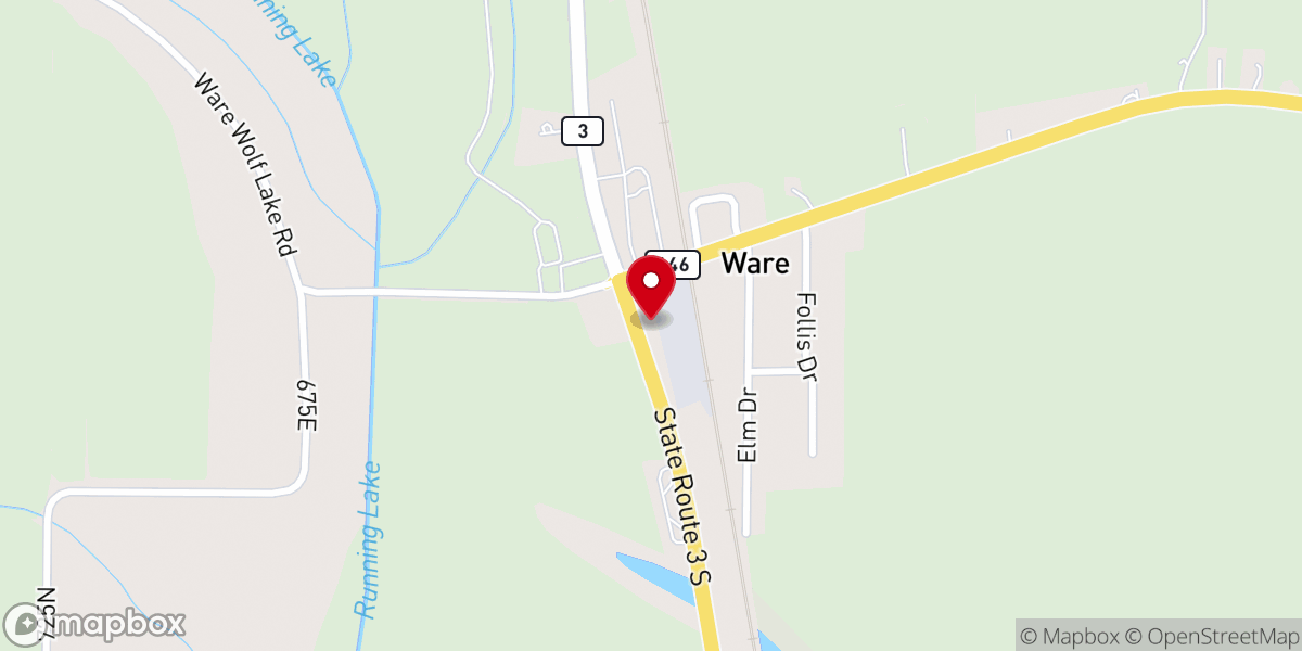 Map showing location of Ware Baptist Church