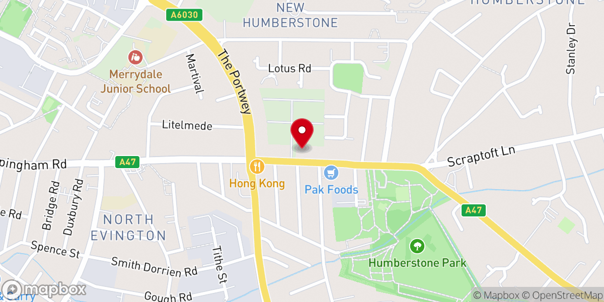 Map showing location of Uppingham Road Methodist Church