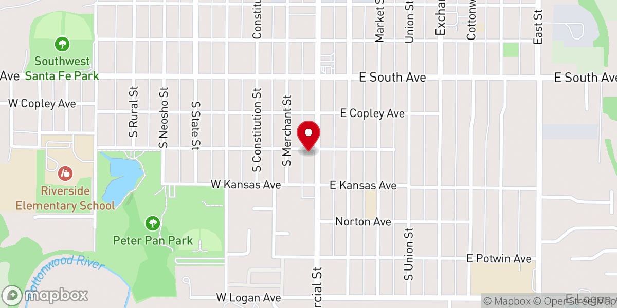 Map showing location of IGLESIA DE DIOS MANANTIALES DE VIDA ETERNA EMPORIA KS