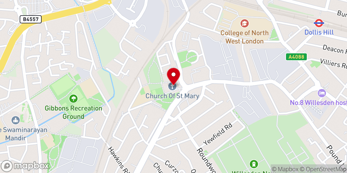 Map showing location of St Mary's, Willesden