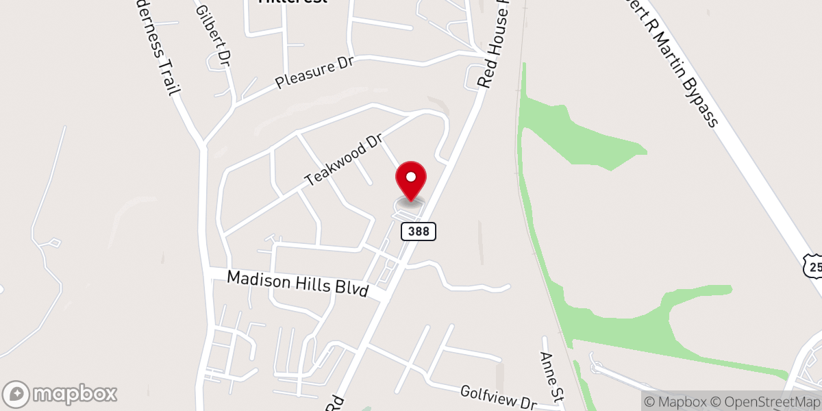 Map showing location of Madison Hills Christian Church