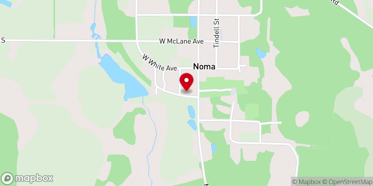 Map showing location of Town of Noma