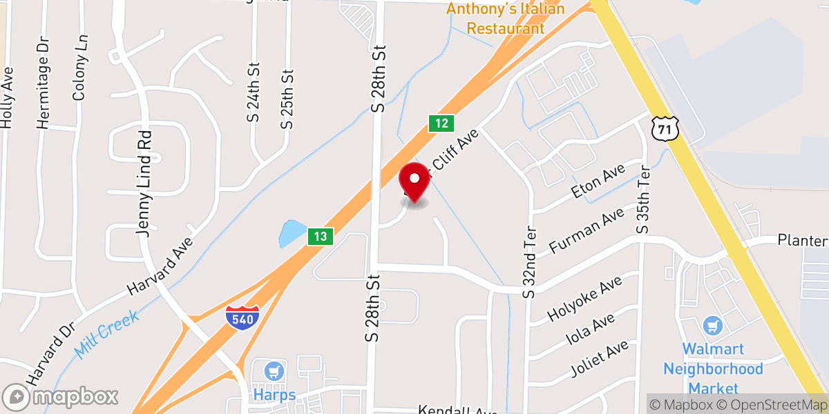 Map showing location of Cavanaugh Free Will Baptist Church
