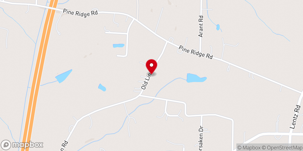 Map showing location of Pine Ridge Baptist Church