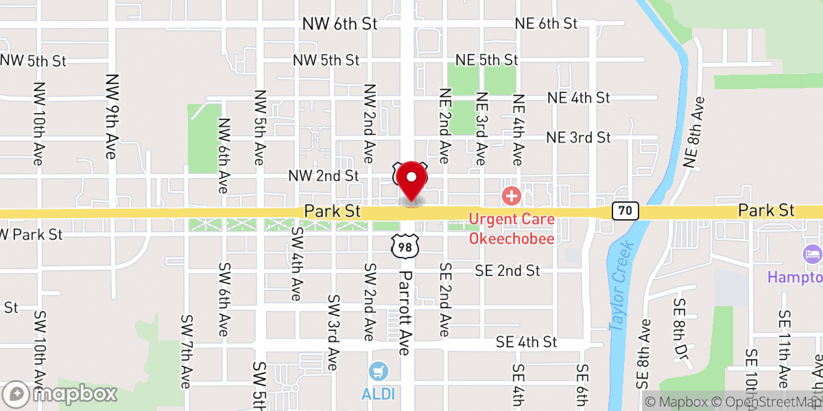 Map showing location of North Okeechobee Church-God Prsng