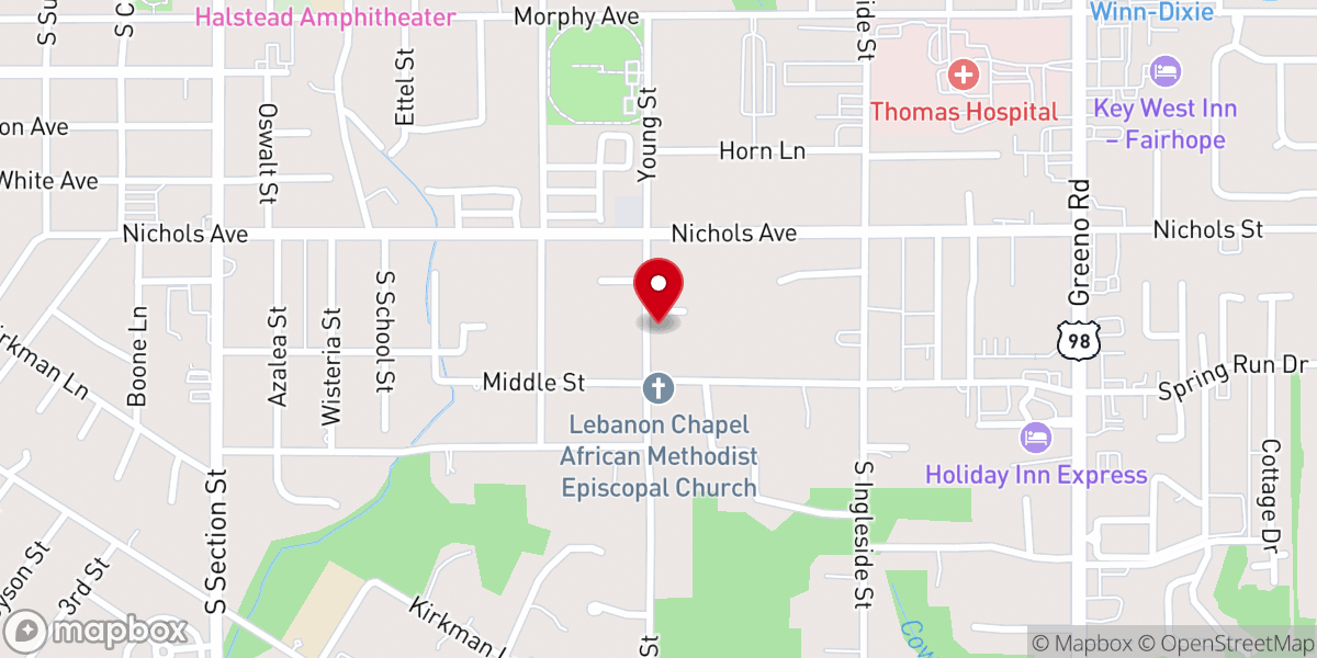 Map showing location of Fairhope Church of God In Christ