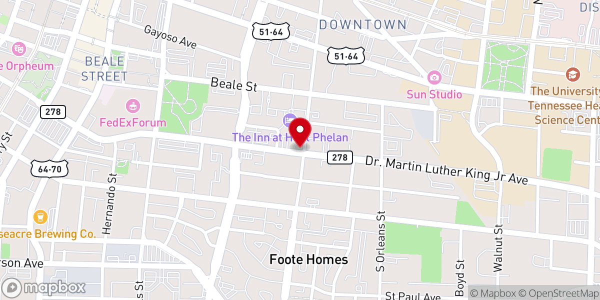 Map showing location of Mt Olive Cathedral CME Church