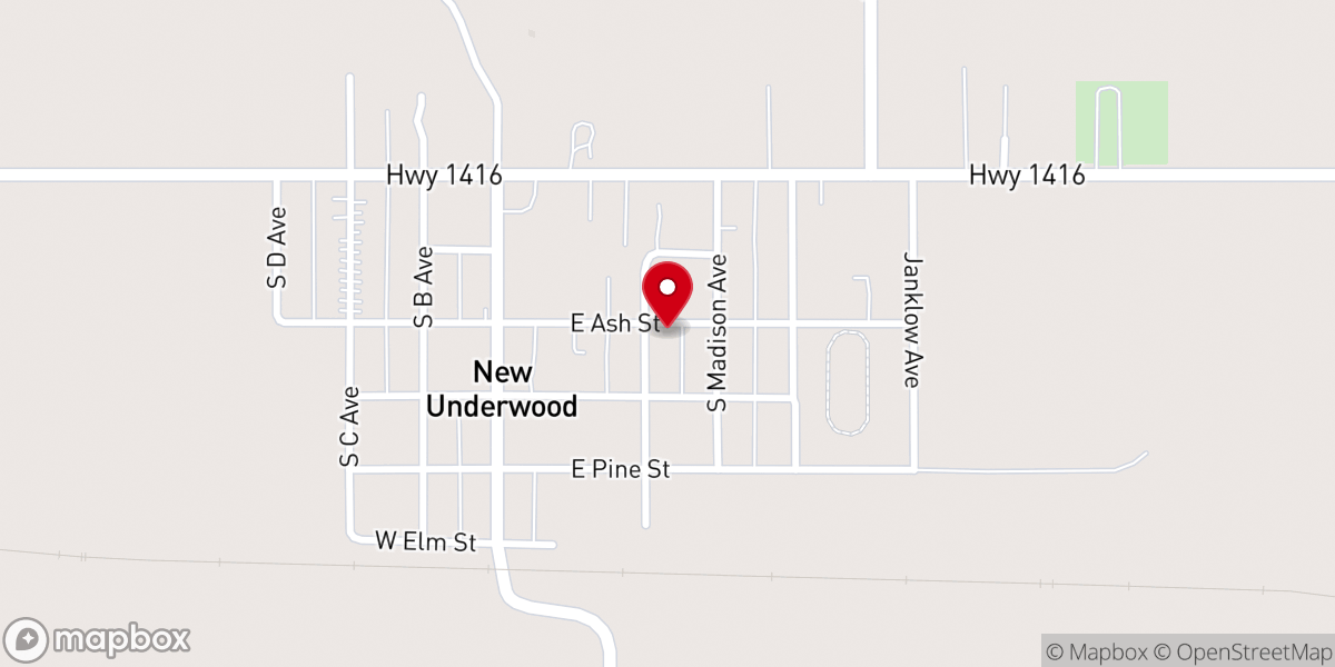 Map showing location of New Underwood Community Church