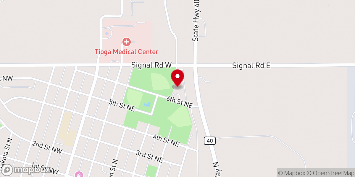 Map showing location of Tioga Community Center