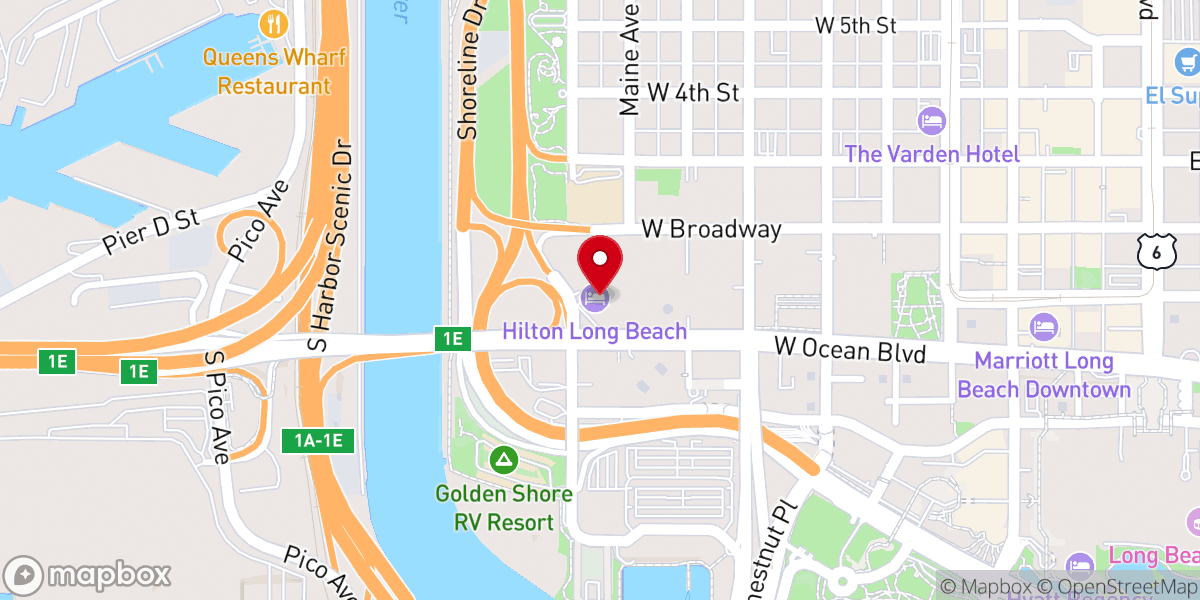 Map showing location of Hilton Long Beach