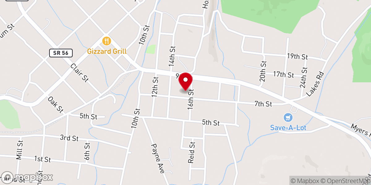 Map showing location of Tracy City Methodist Church