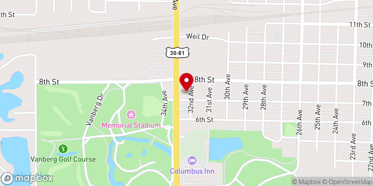 Map showing location of Columbus Area Chamber of Commerce