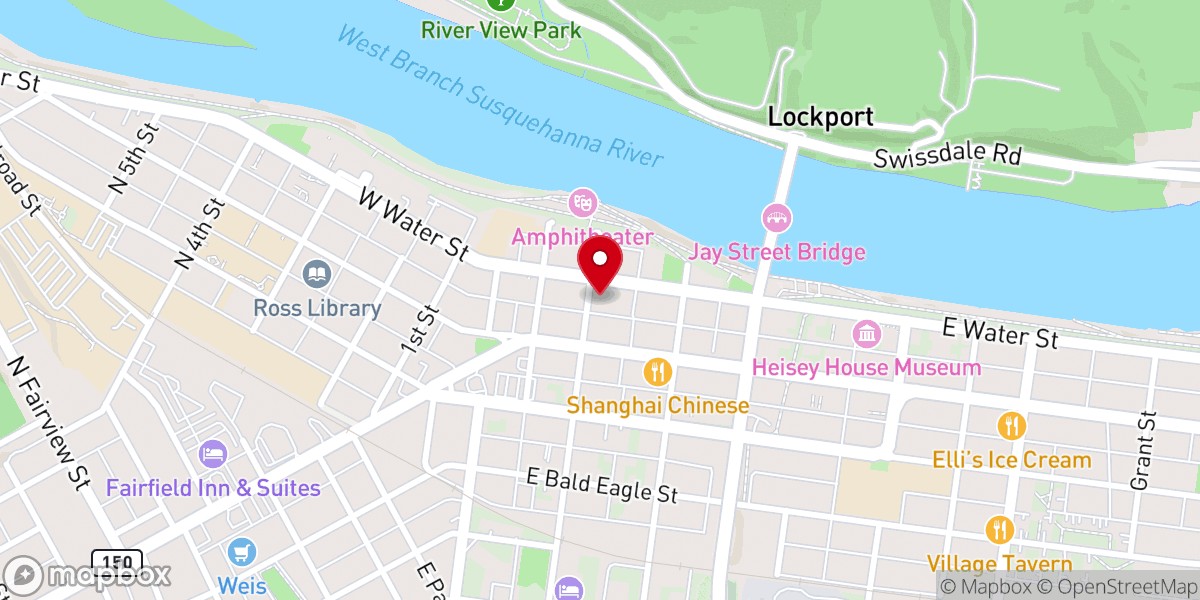 Map showing location of First Church of Christ, Lock Haven