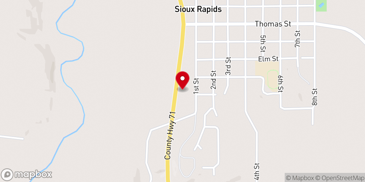 Map showing location of Sioux Food Center