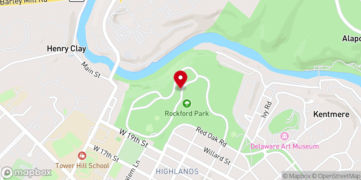 Map showing location of Rockford Park