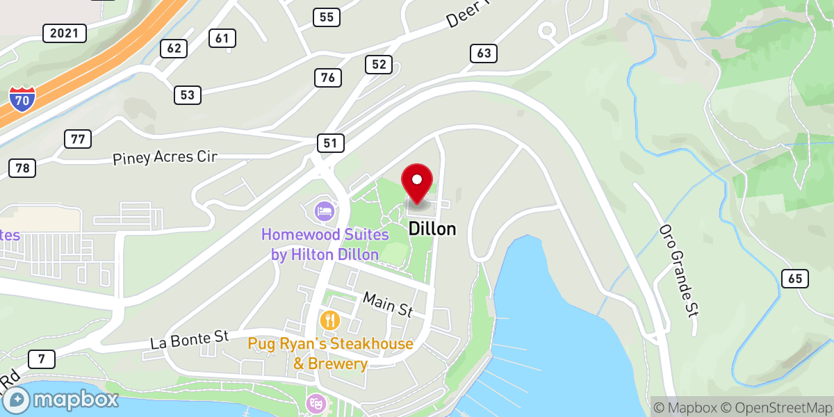 Map showing location of Dillon Community Church