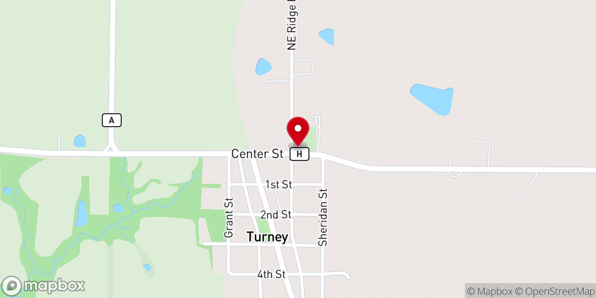 Map showing location of Turney Methodist Church