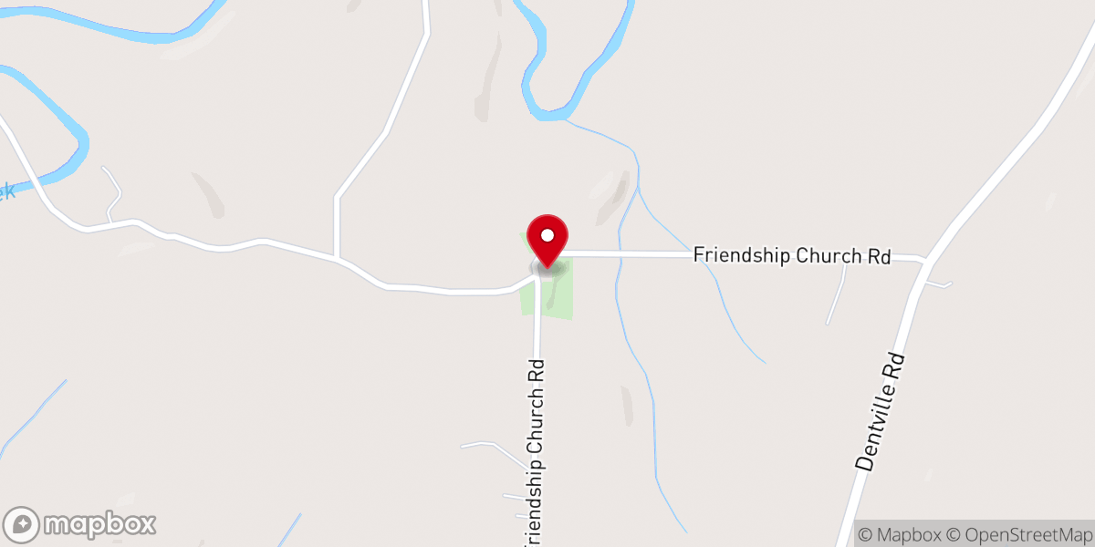 Map showing location of Friendship Baptist Church
