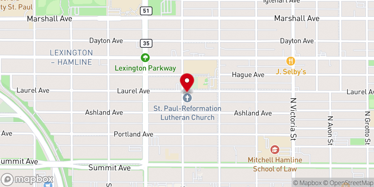 Map showing location of St Paul-Reformation Lutheran (ELCA)