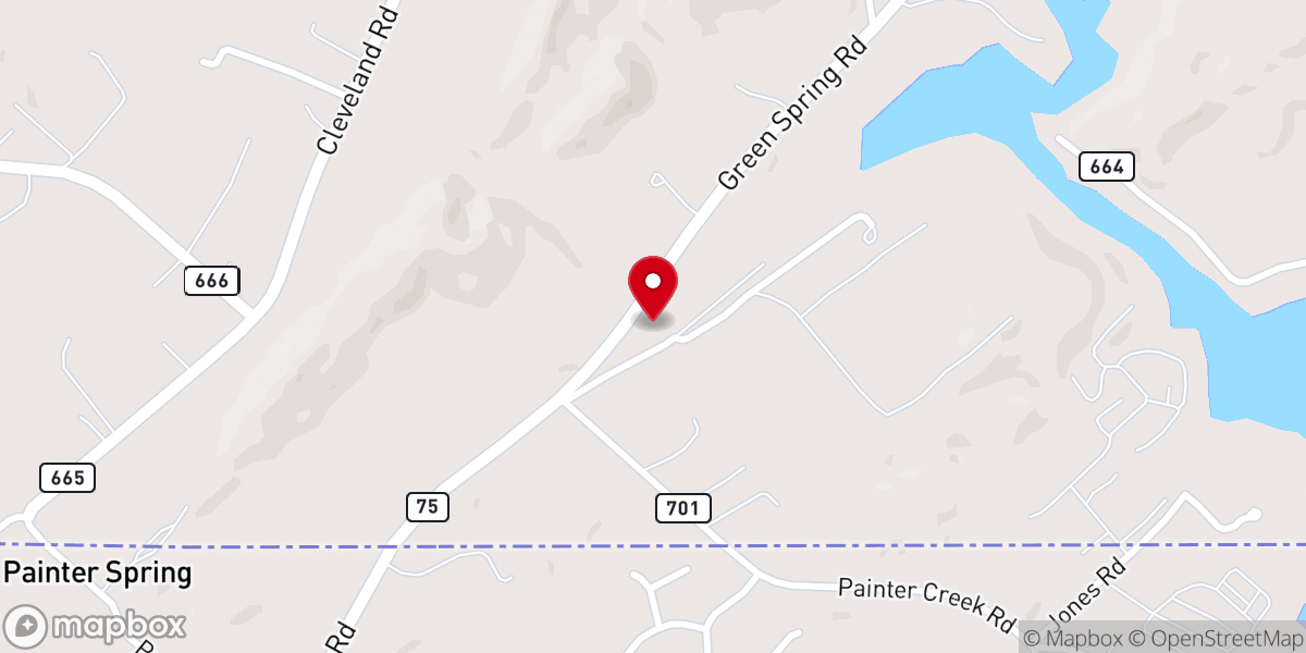 Map showing location of Painter Creek Church of Christ