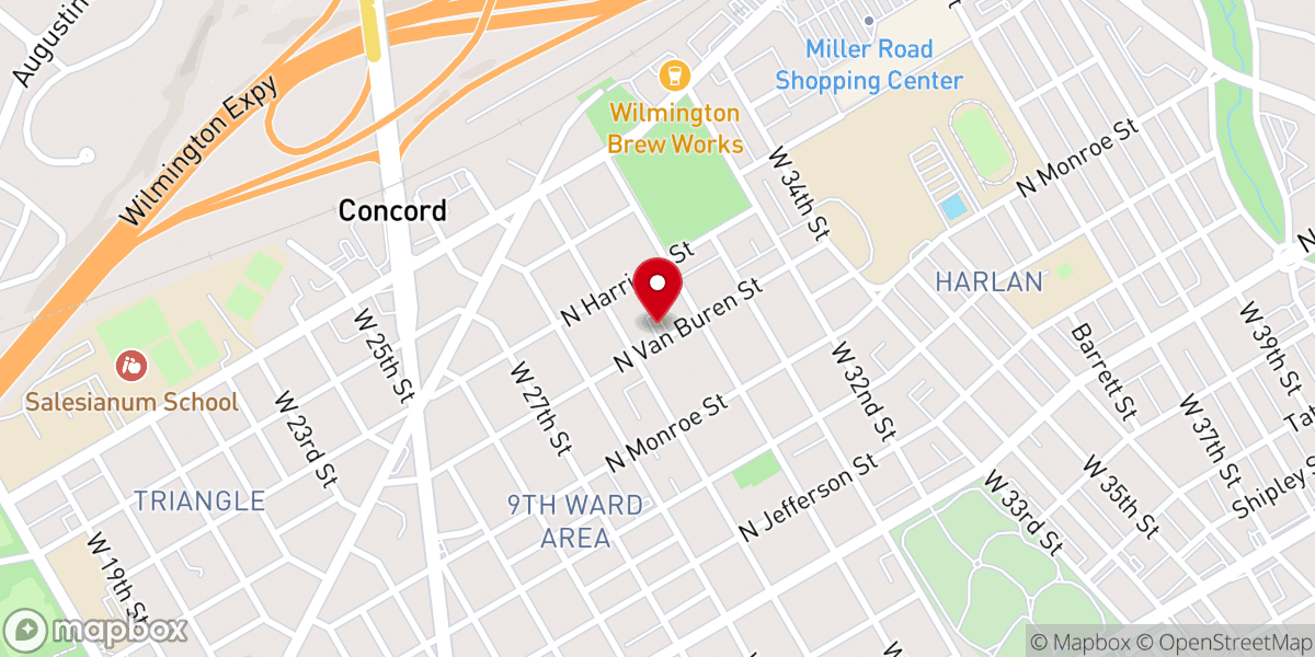 Map showing location of Primitive Baptist Church