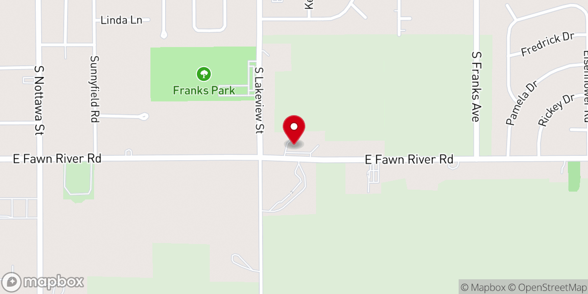 Map showing location of First Baptist Church