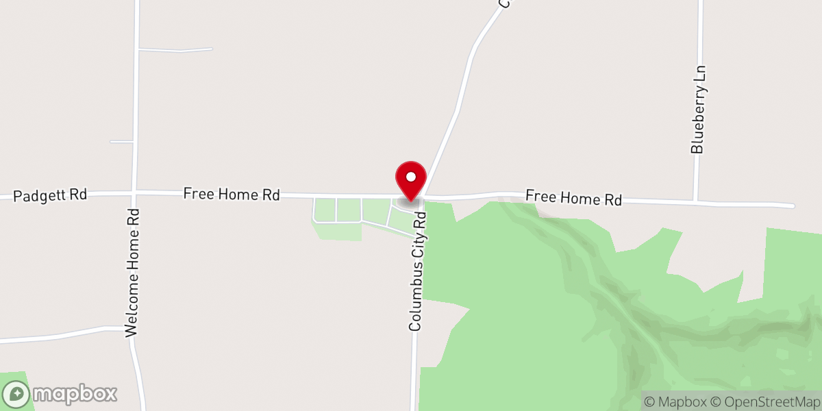 Map showing location of Free Home Baptist Church
