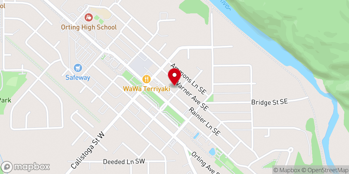 Map showing location of Orting United Methodist Church