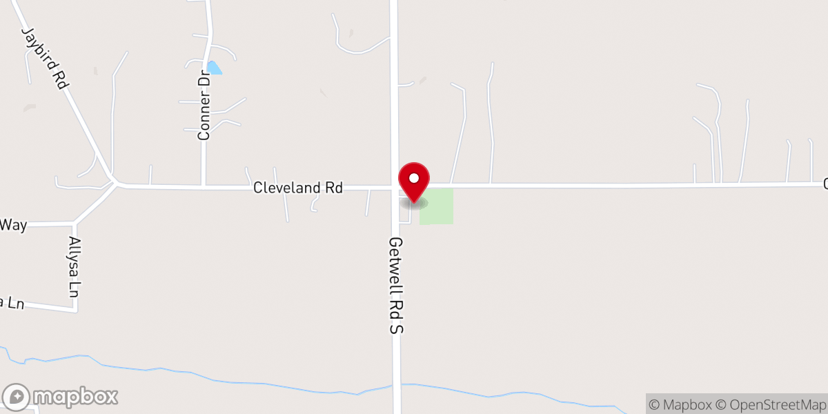Map showing location of Gray Creek Baptist Church